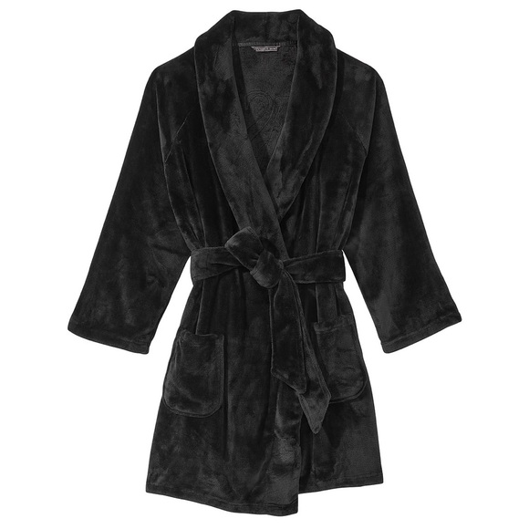 New with tag VICTORIA'S SECRET Short Cozy Robe size XS/S Black - Picture 1 of 4